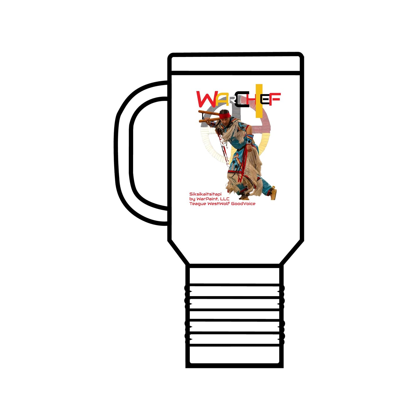 WarChief - Teague WestWolf GoodVoice (Self Portrait) Siksikaitsitapi (Blackfoot) - Insulated Travel Mug, 40oz