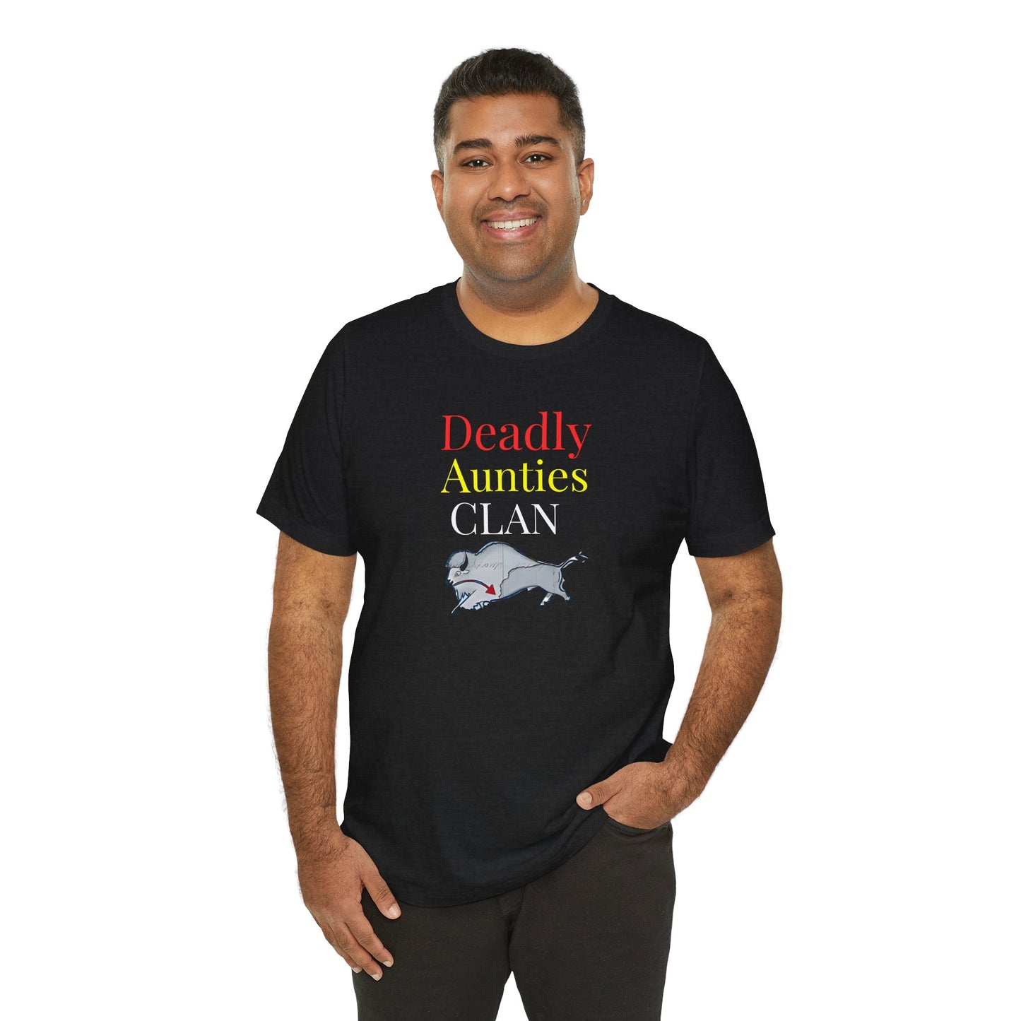 406WholeSale - Deadly Aunties Clan - Eagle Feather Fan - by Teague WestWolf GoodVoice - Unisex Tee