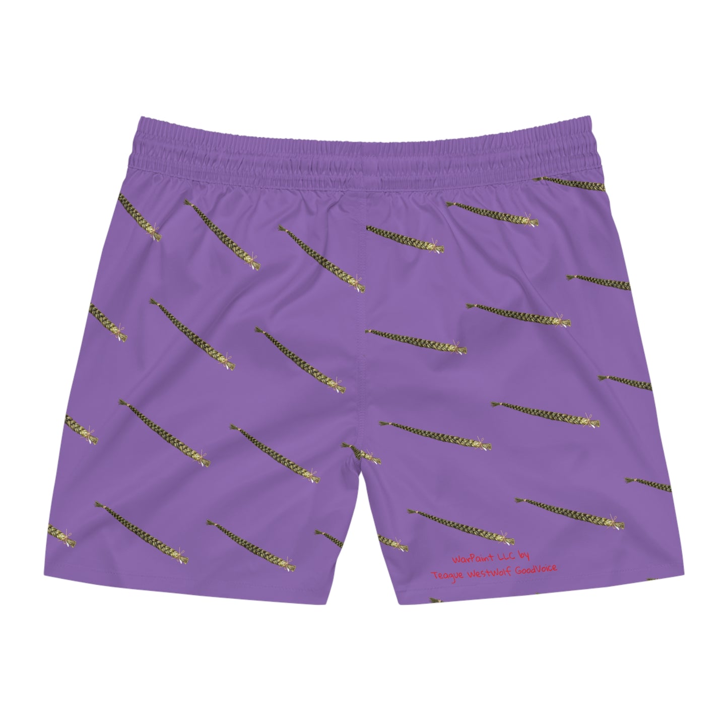 Sipatsimo (Sweet Grass in Blackfoot language) Floral Men's Mid-Length Swim Shorts - Vibrant Purple Beachwear