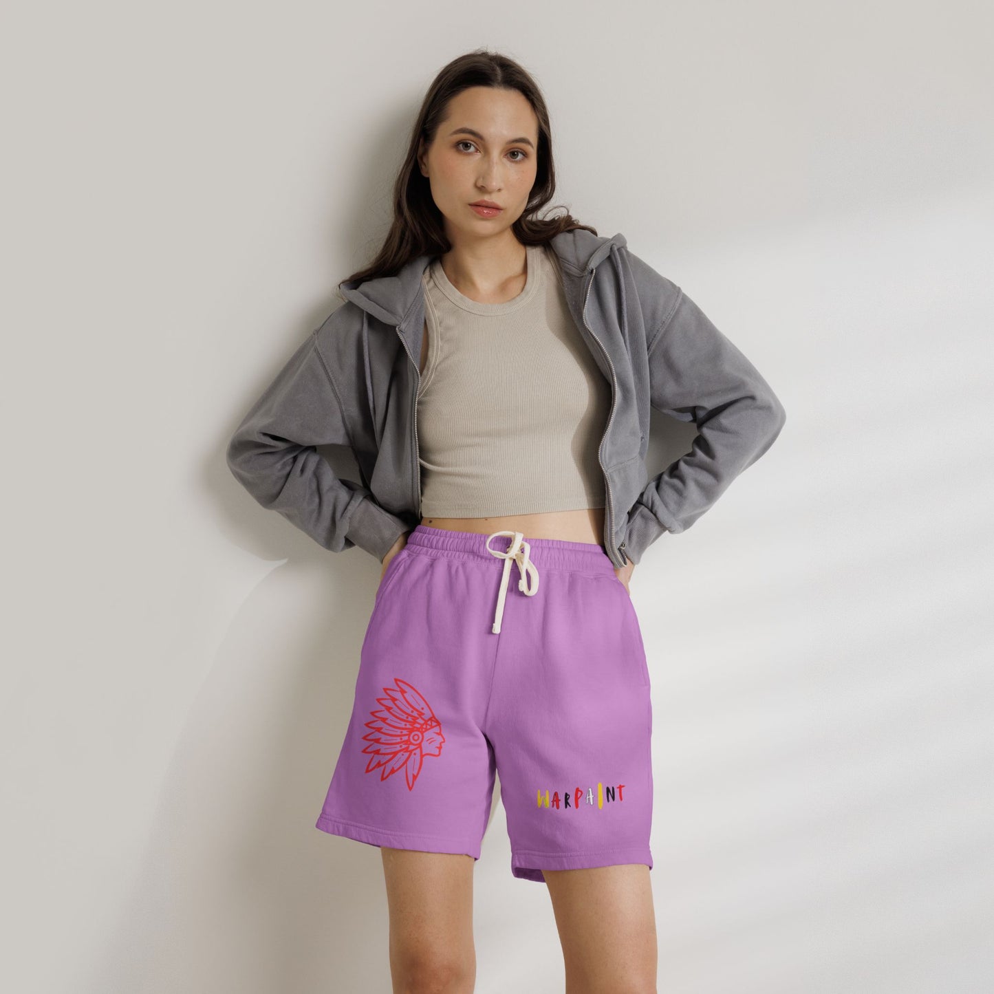 'WarPaint' Graphic Lightweight Fleece Sweat Shorts