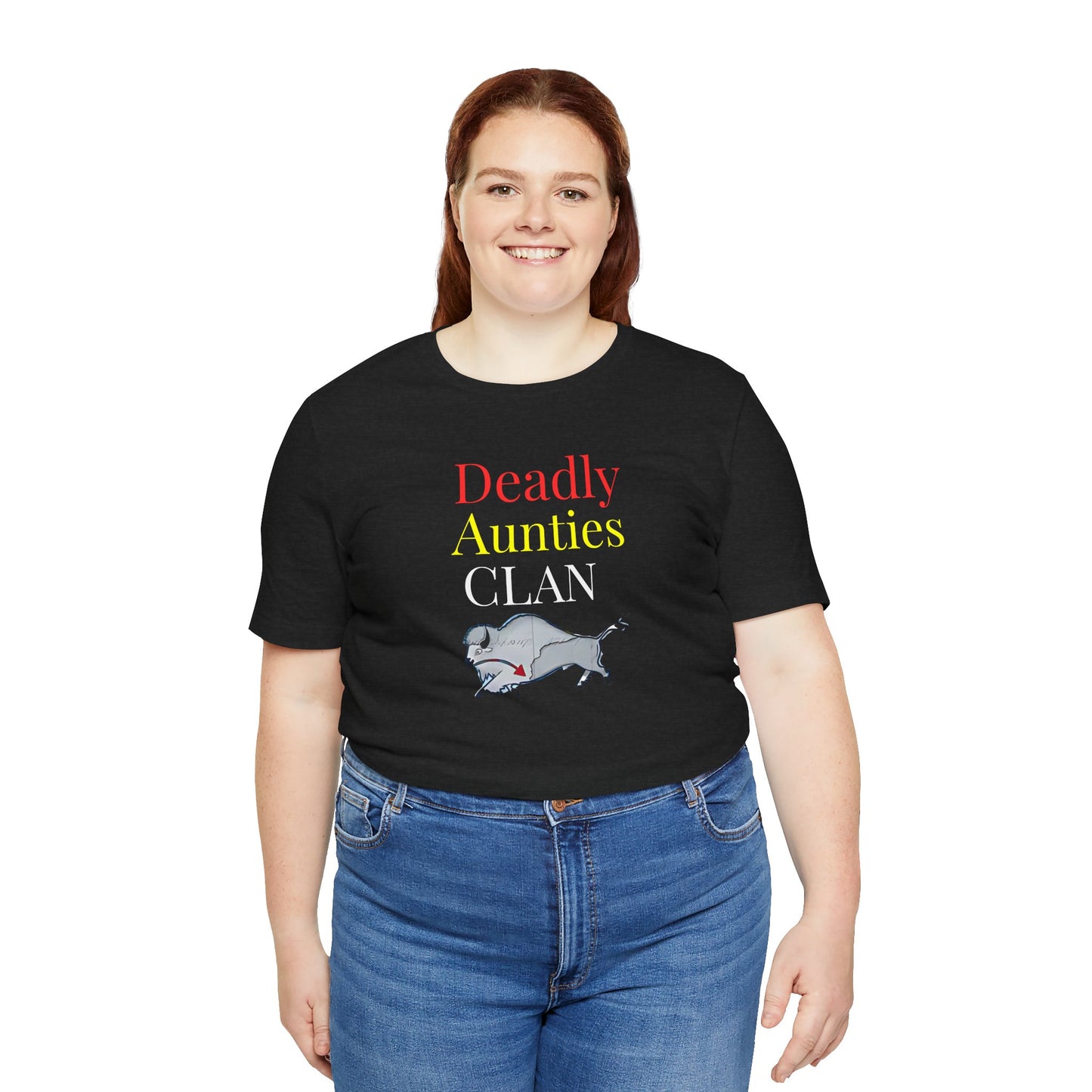 406WholeSale - Deadly Aunties Clan - Eagle Feather Fan - by Teague WestWolf GoodVoice - Unisex Tee