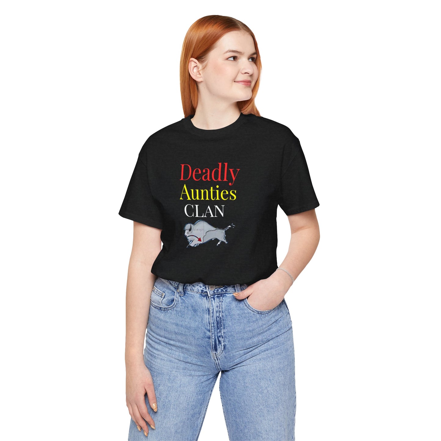 406WholeSale - Deadly Aunties Clan - Eagle Feather Fan - by Teague WestWolf GoodVoice - Unisex Tee