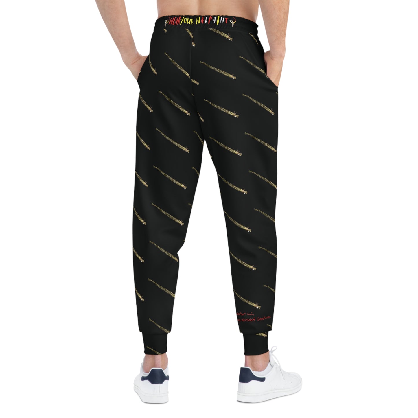 Jogger Pants with Sipatsimo “SweetGrass” (Blackfoot Language) Design by Teague WestWolf GoodVoice