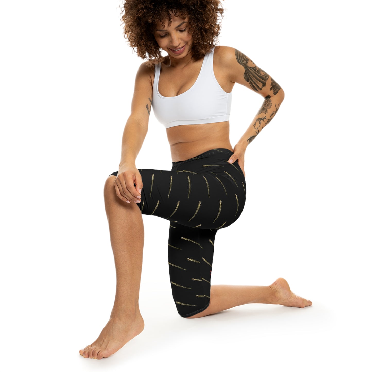 Native American Capri Leggings - Sweet Grass Design by Teague WestWolf GoodVoice