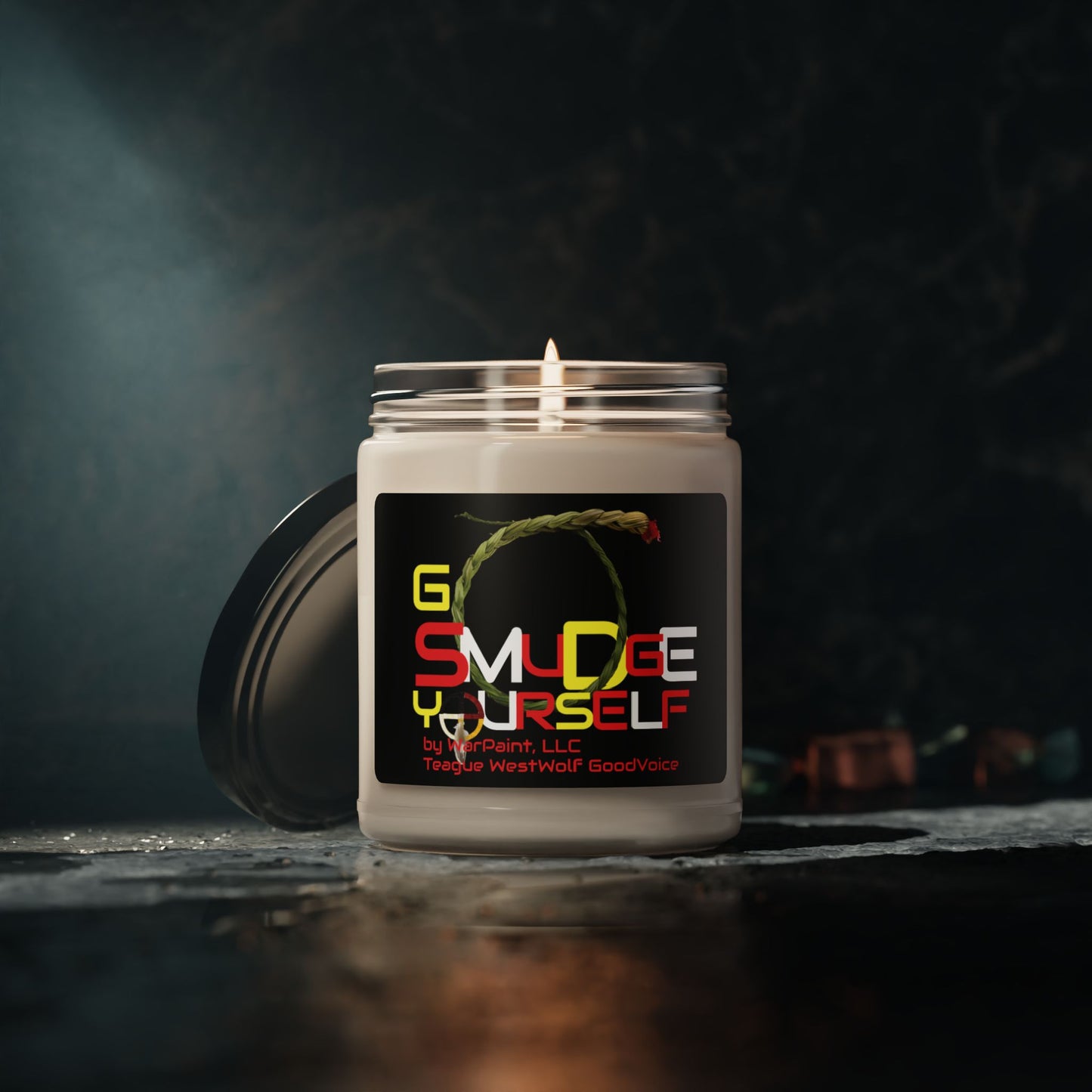 Go Smudge YourSelf by Teague WestWolf GoodVoice (Blackfoot / Blackfeet Tribe - Browning, Montana) Native American Indigenous Made - Scented Soy Candle, 9oz