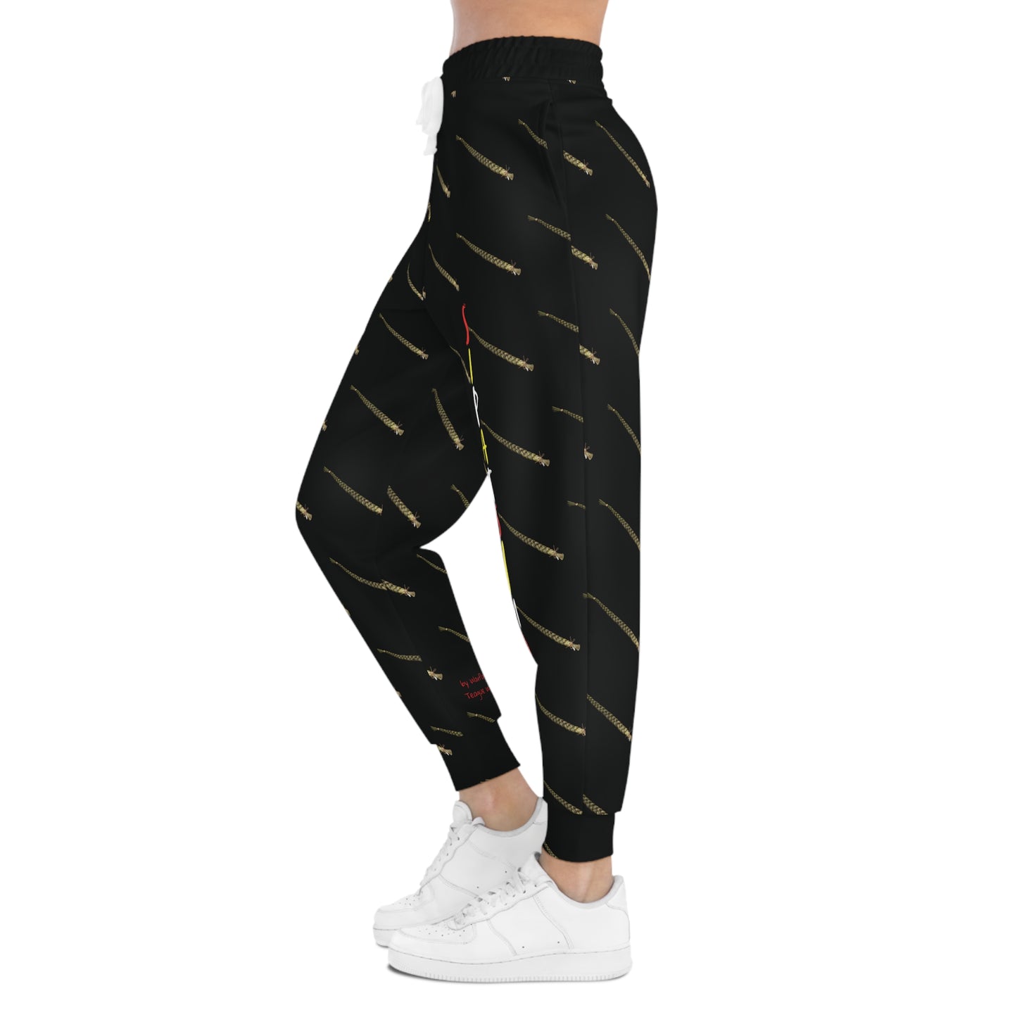 Jogger Pants with Sipatsimo “SweetGrass” (Blackfoot Language) Design by Teague WestWolf GoodVoice