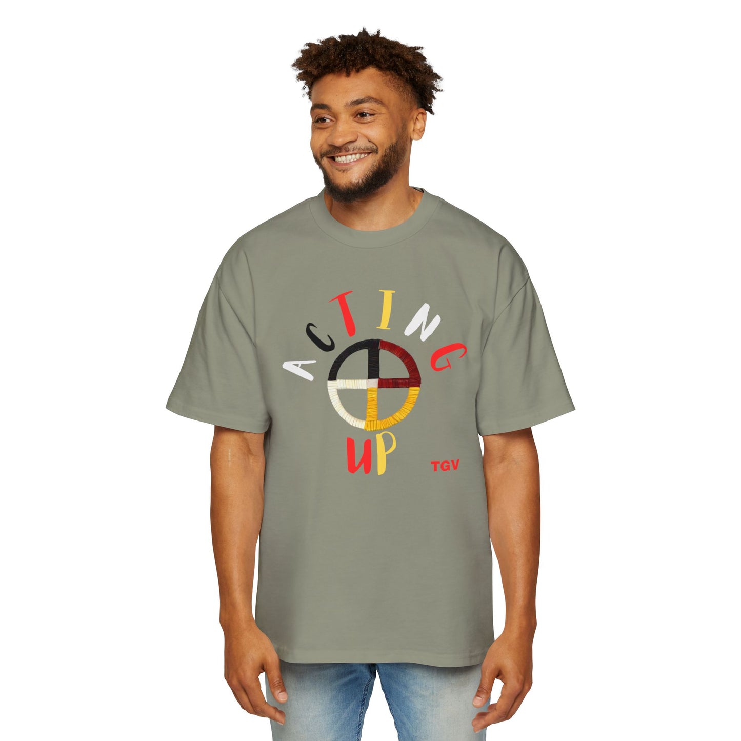 Acting Up Medicine Wheel - Men's Oversized Graphic Tee