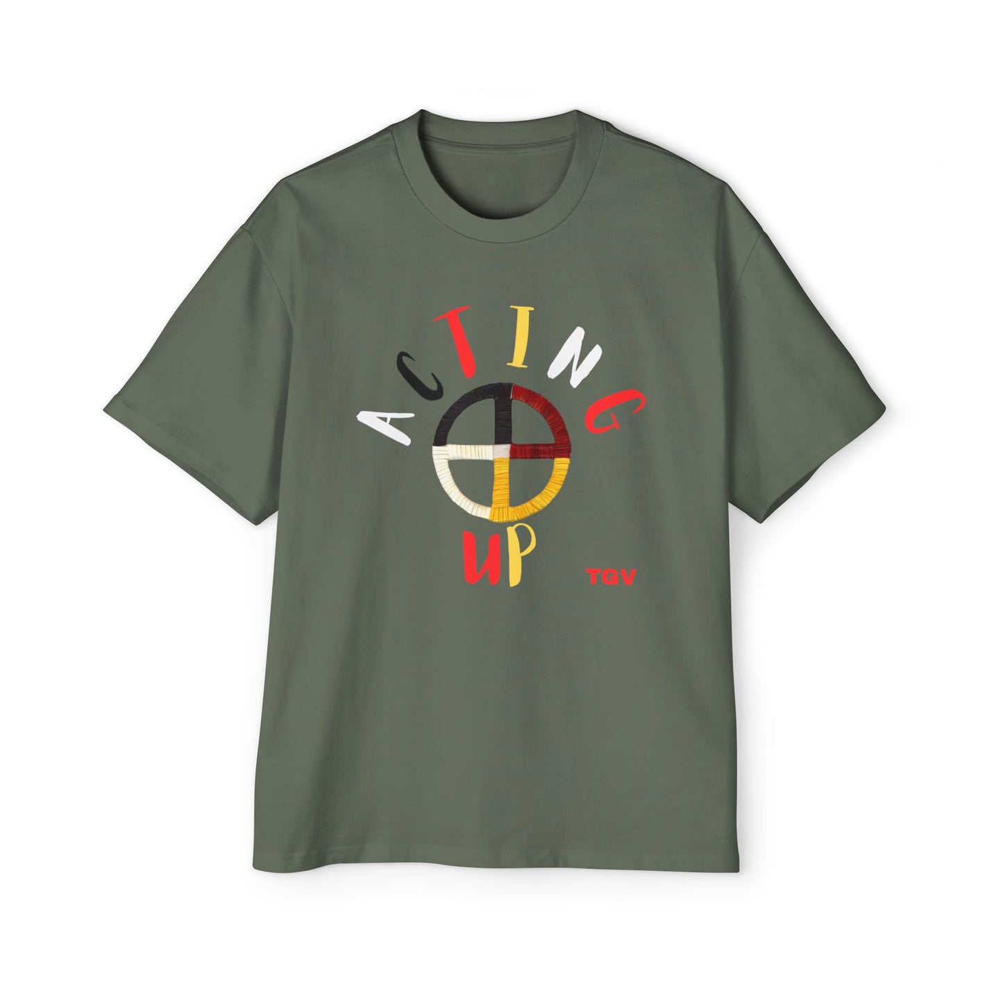 Acting Up Medicine Wheel - Men's Oversized Graphic Tee