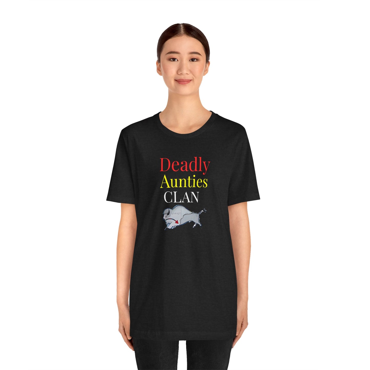 406WholeSale - Deadly Aunties Clan - Eagle Feather Fan - by Teague WestWolf GoodVoice - Unisex Tee