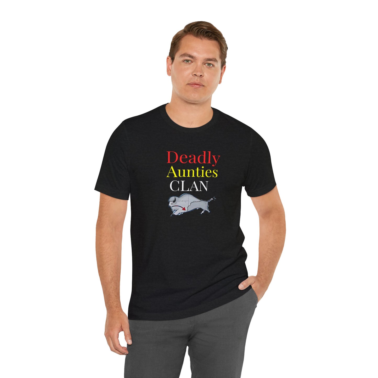 406WholeSale - Deadly Aunties Clan - Eagle Feather Fan - by Teague WestWolf GoodVoice - Unisex Tee