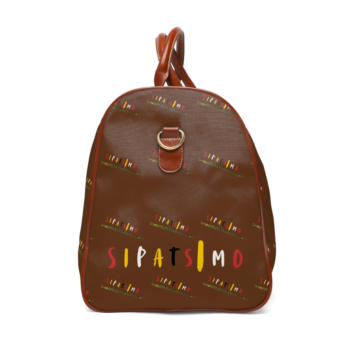 SIPATSIMO - Waterproof Travel Bag - Brown Monogram Duffle with SIPATSIMO Vertical Logo