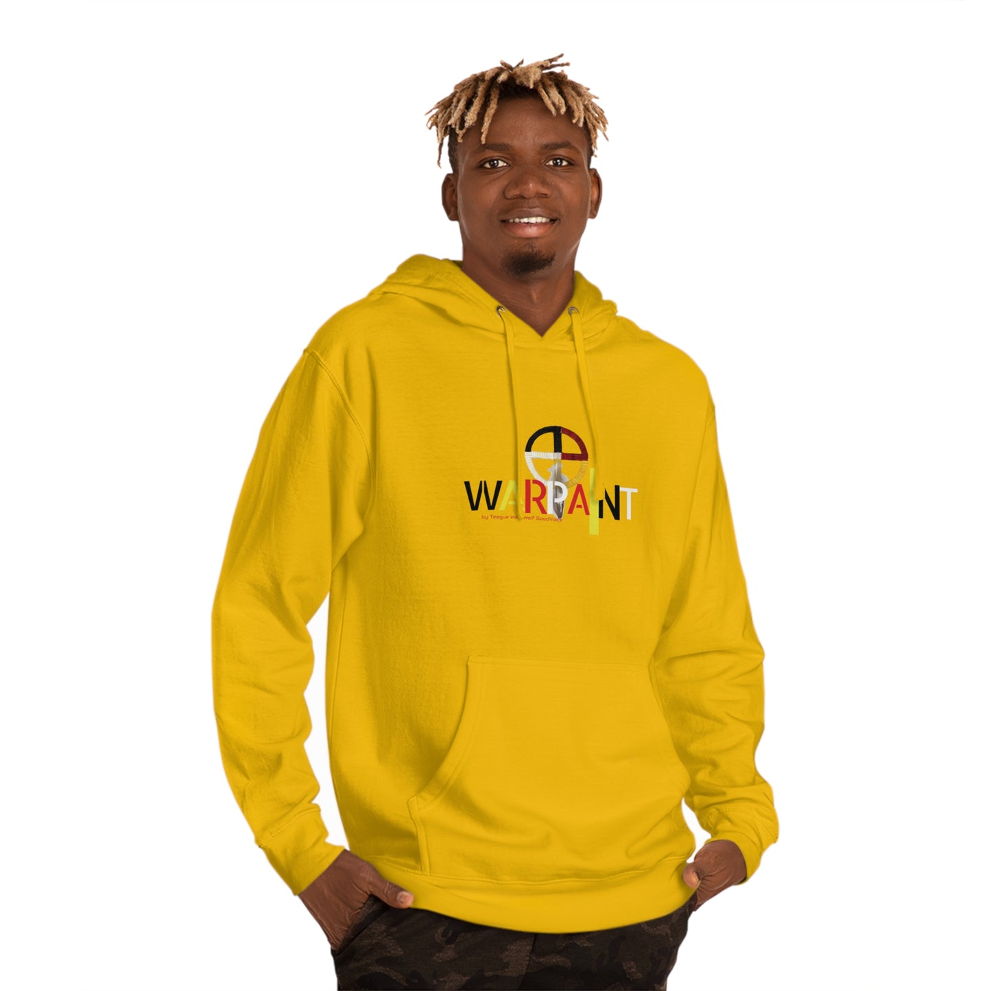 Tȟatȟáŋka Íyotake (Chief Sitting Bull) of the Húŋkpapȟa (Lakota Tribe) Wear Your WarPaint LLC by Teague WestWolf GoodVoice (Amskapii Pikuni). Unisex Hooded Sweatshirt