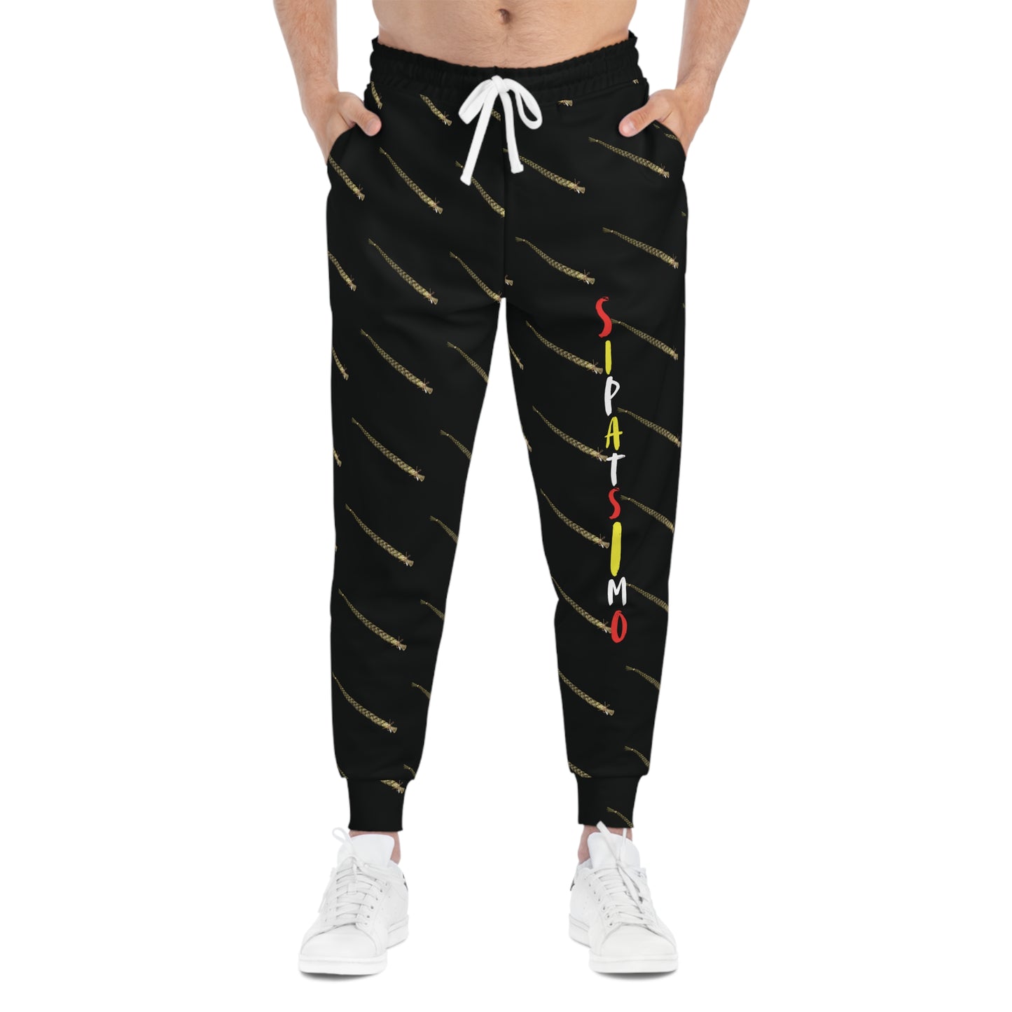Jogger Pants with Sipatsimo “SweetGrass” (Blackfoot Language) Design by Teague WestWolf GoodVoice