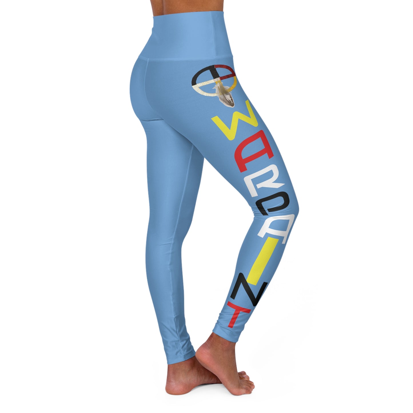 Wear Your WarPaint WithOut Off Leg Symbols - High Waisted Yoga Leggings (AOP)