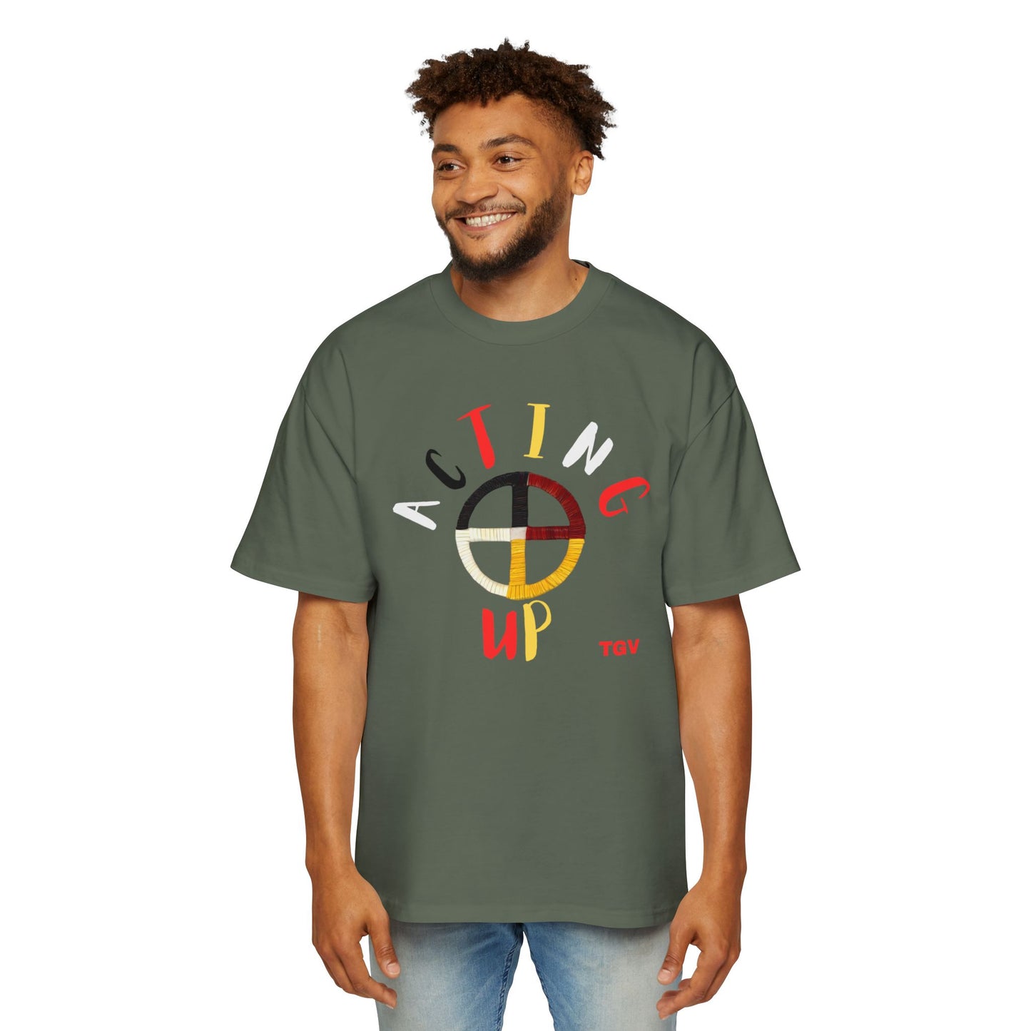Acting Up Medicine Wheel - Men's Oversized Graphic Tee