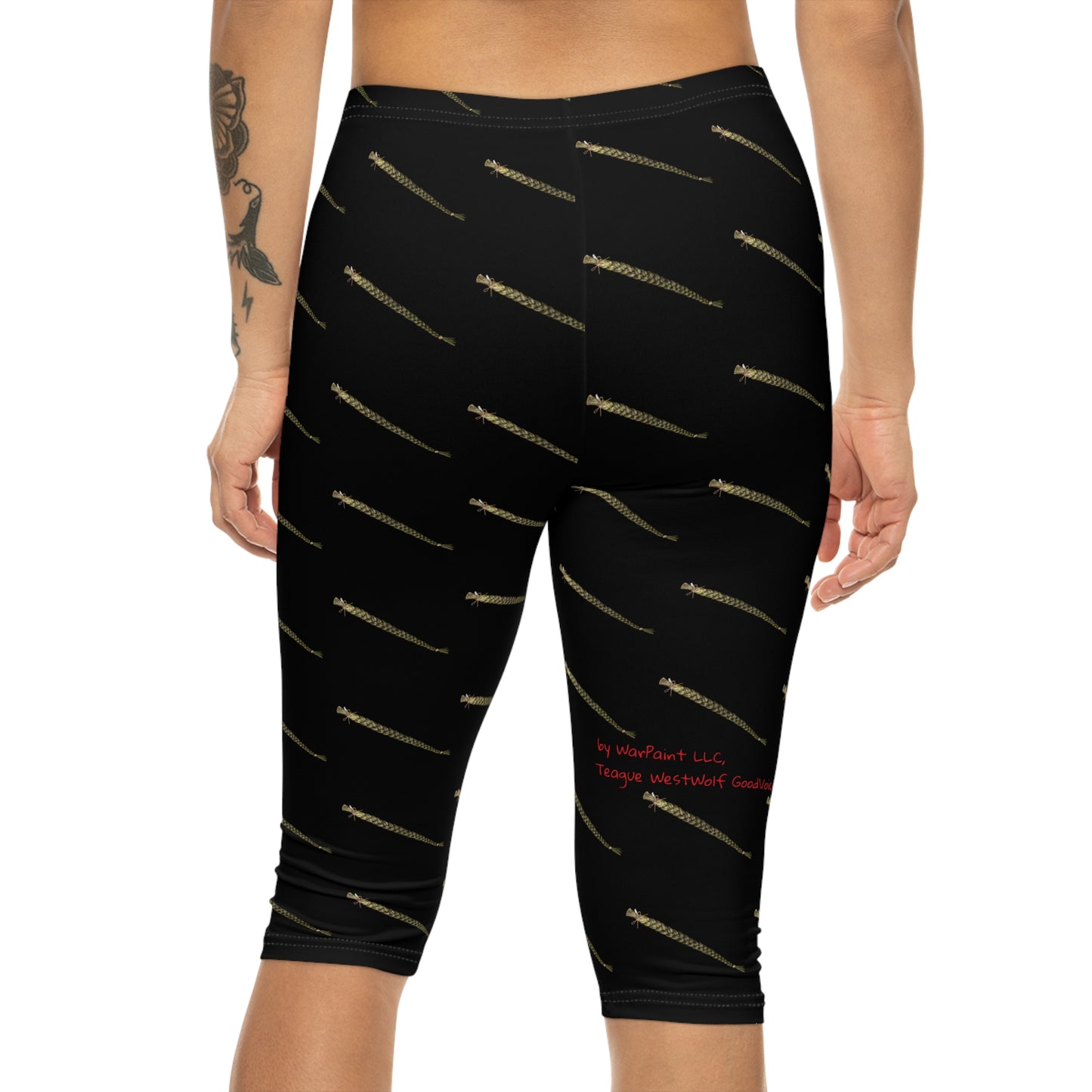 Native American Capri Leggings - Sweet Grass Design by Teague WestWolf GoodVoice