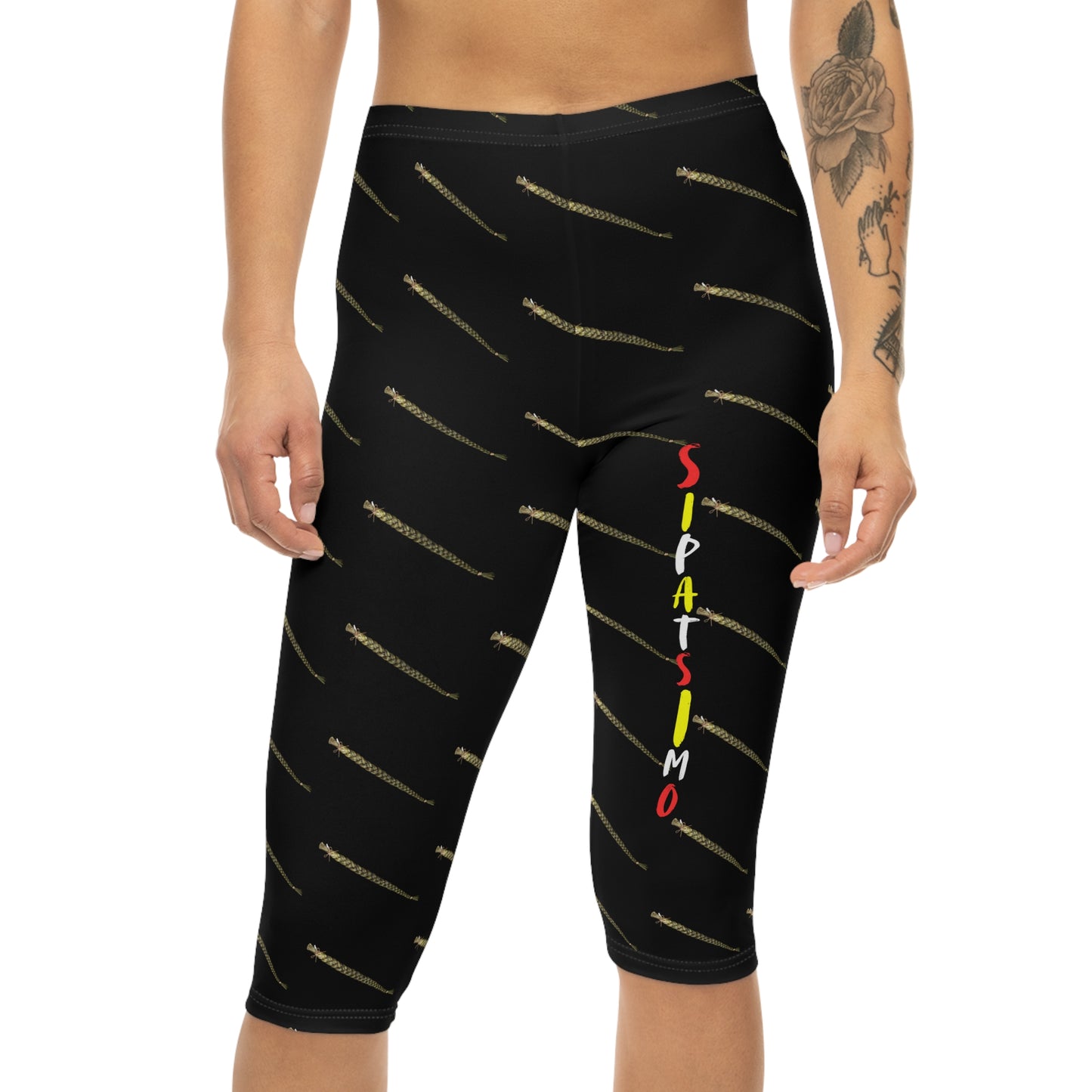 Native American Capri Leggings - Sweet Grass Design by Teague WestWolf GoodVoice