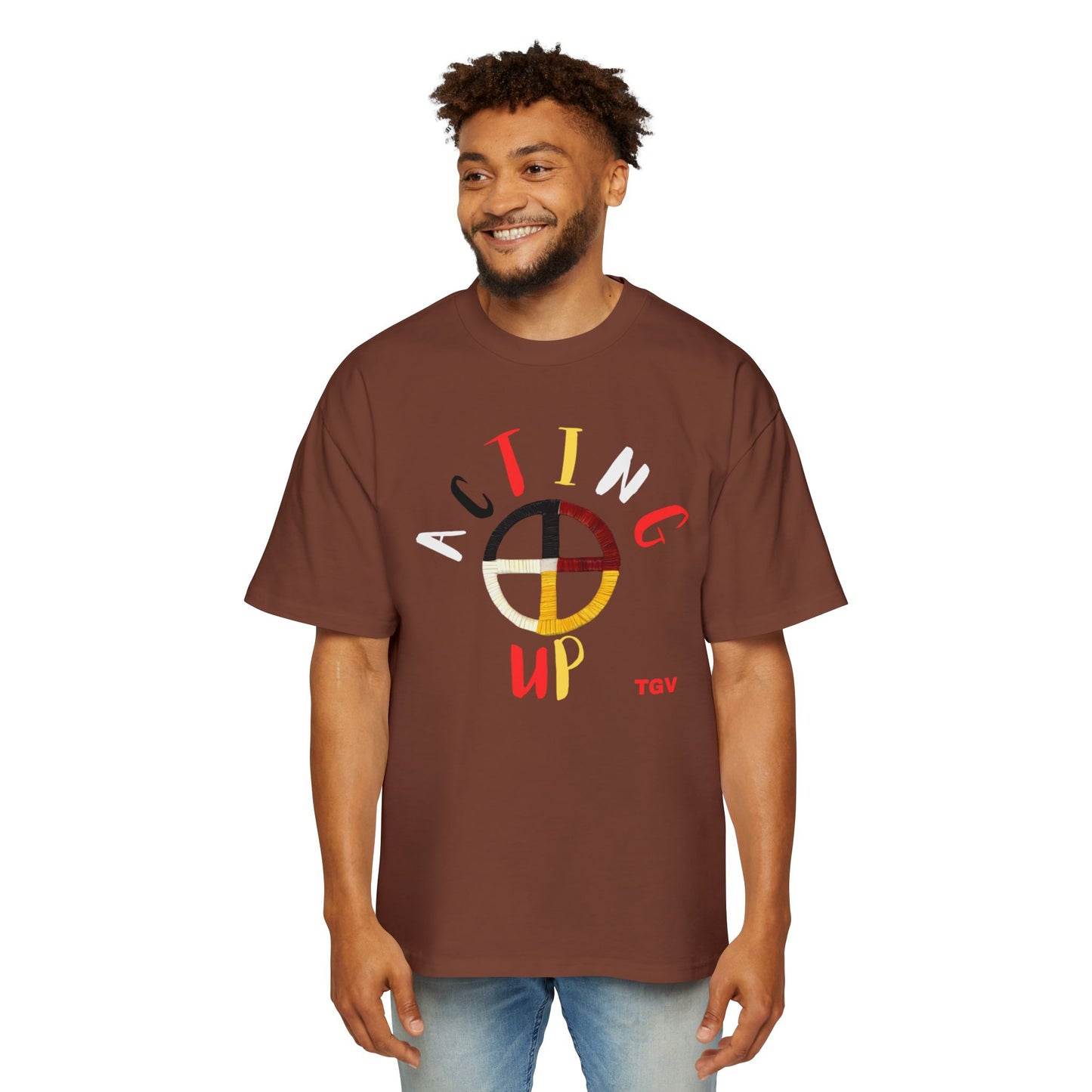 Acting Up Medicine Wheel - Men's Oversized Graphic Tee