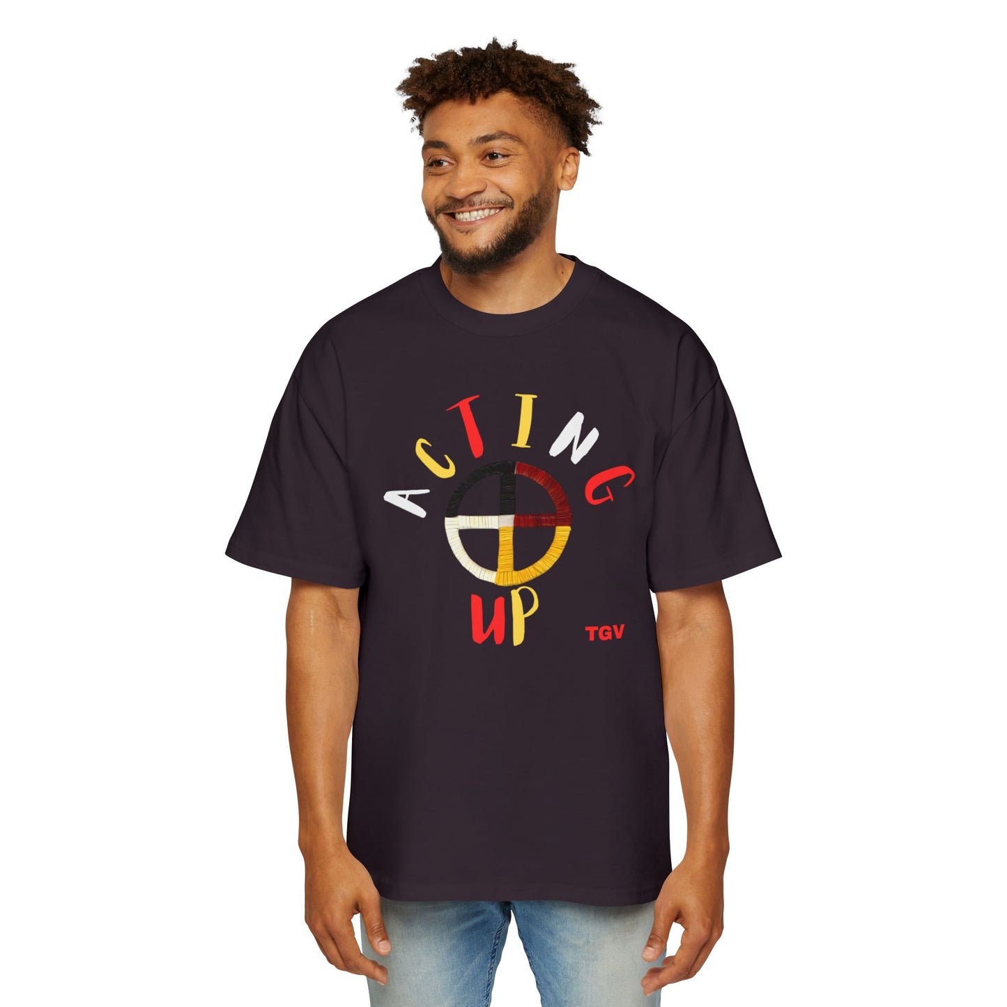 Acting Up Medicine Wheel - Men's Oversized Graphic Tee