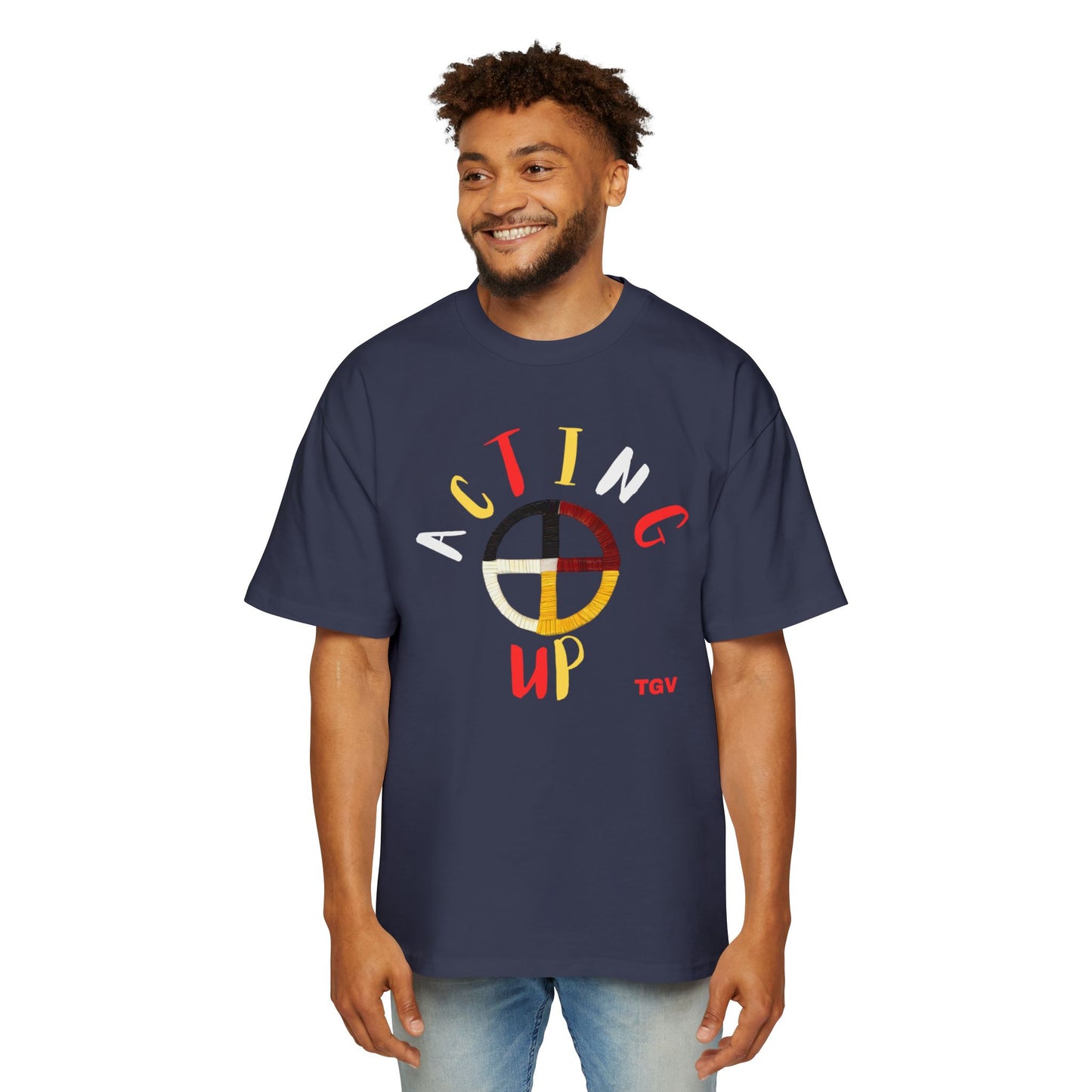 Acting Up Medicine Wheel - Men's Oversized Graphic Tee
