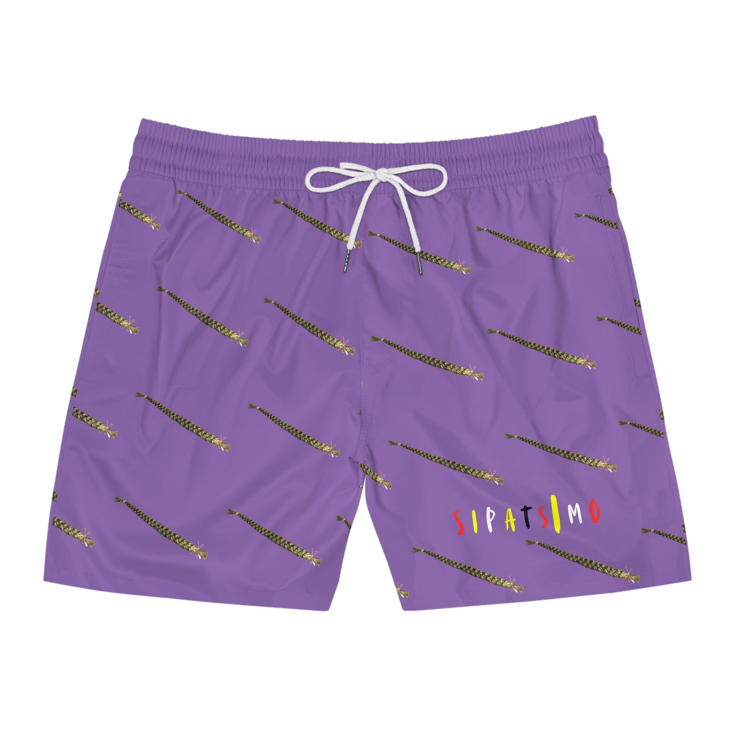 Sipatsimo (Sweet Grass in Blackfoot language) Floral Men's Mid-Length Swim Shorts - Vibrant Purple Beachwear