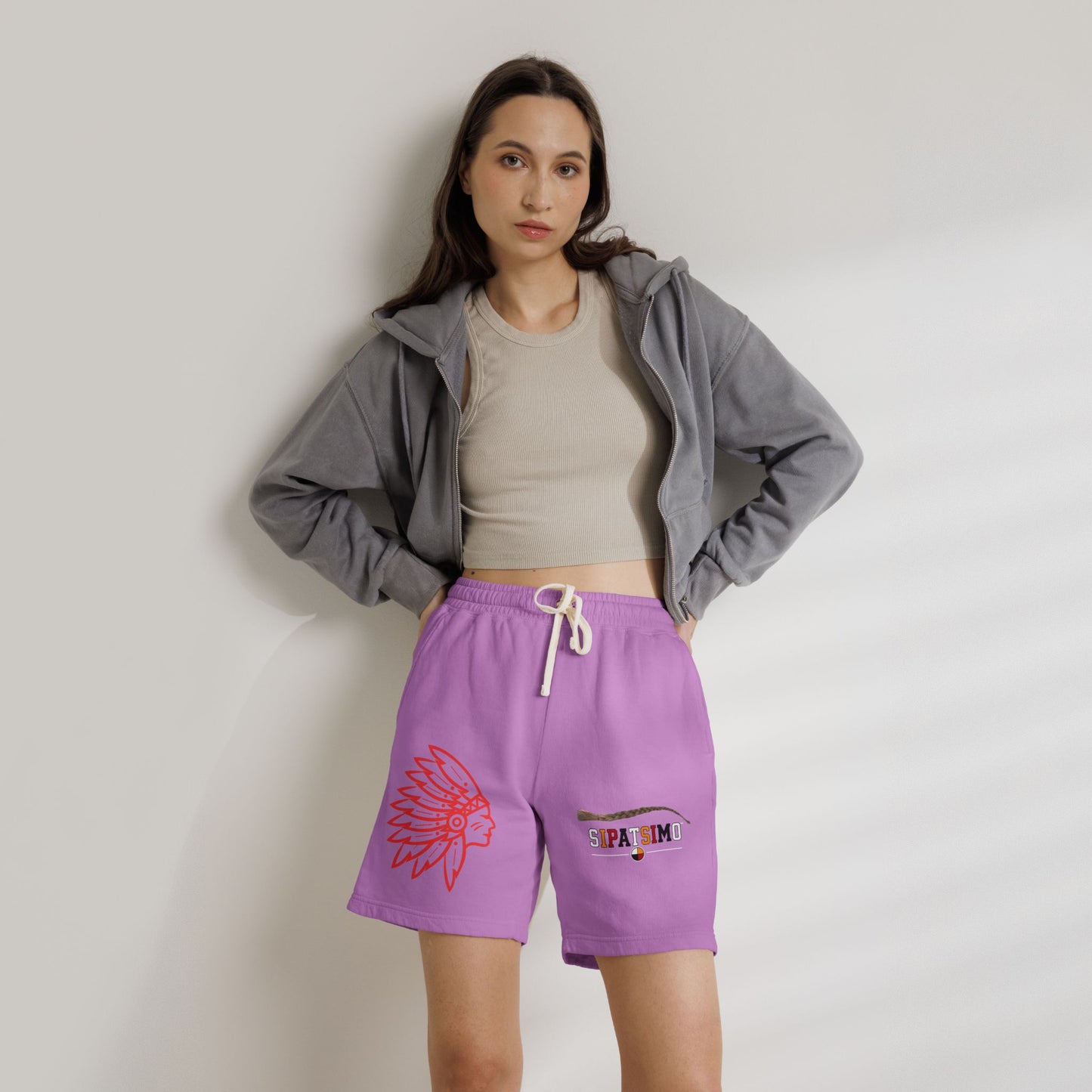 Retro 'SIPATSIMO' Graphic Lightweight Fleece Sweat Shorts