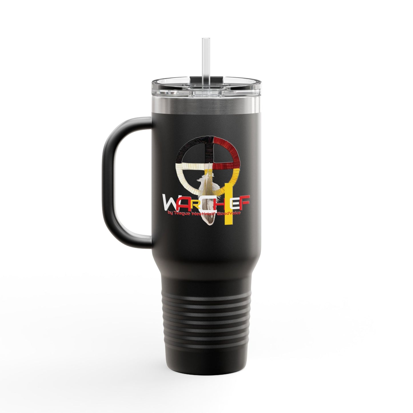 WarChief/WarPaint LLC Insulated Travel Mug, 40oz by Teague WestWolf GoodVoice (Blackfoot / Blackfeet Tribe - Browning, Montana) Native American Indigenous Made in the USA - Insulated Travel Mug, 40oz