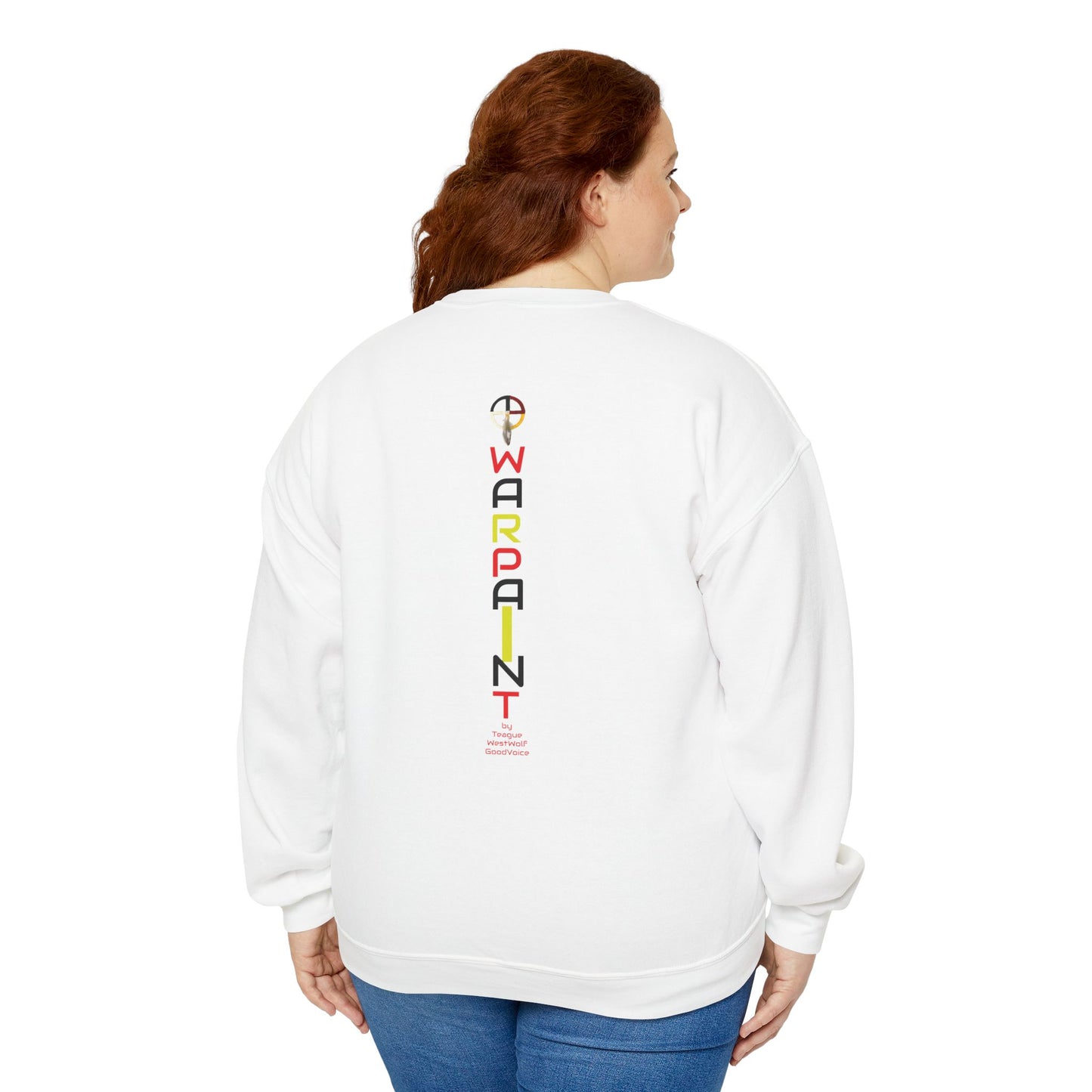 Native American Indigenous Made by Teague WestWolf GoodVoice (Blackfoot / Blackfeet) from Browning, Montana USA WarChief - Seasonal Seller Sweatshirt: Unisex, Heavy blend, Maximum profit