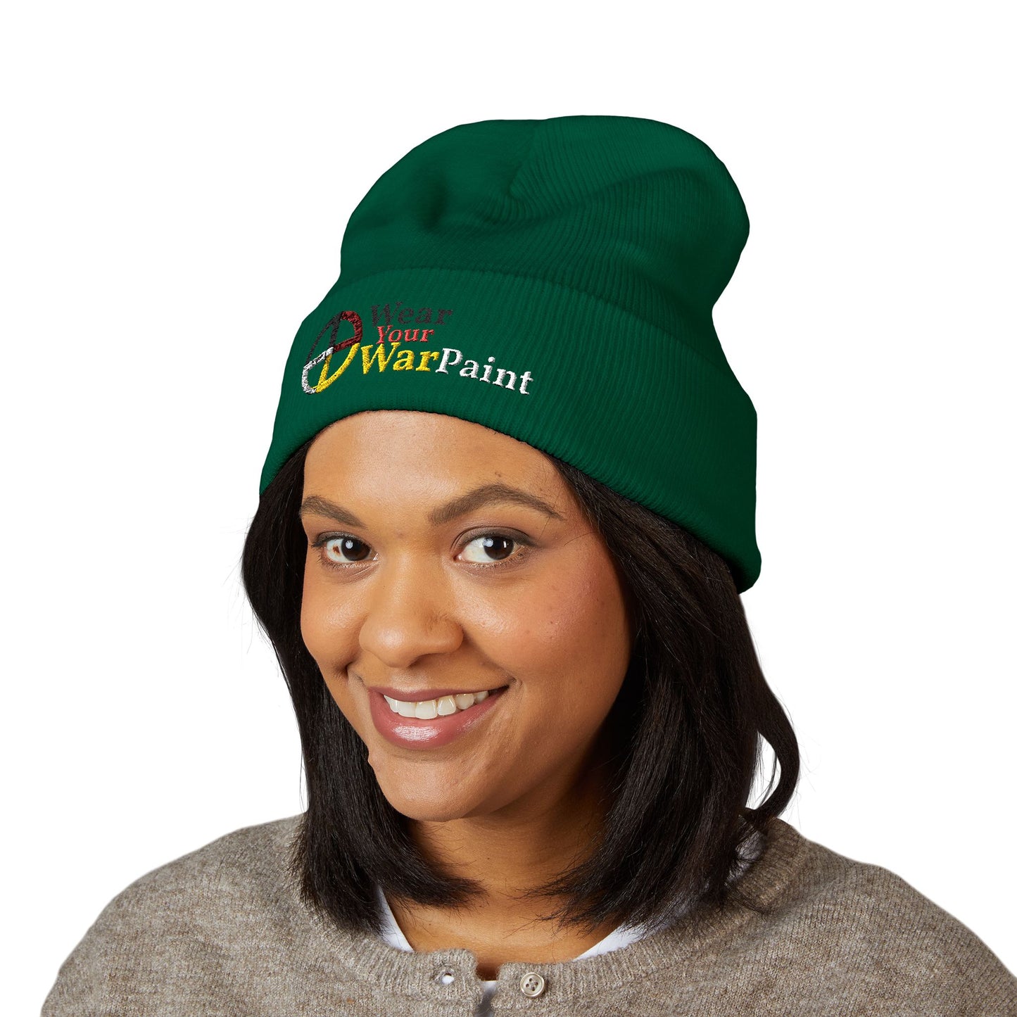 Wear Your WarPaint - Embroidered Cuffed Beanie — Colorwheel "Wavy Town" Logo