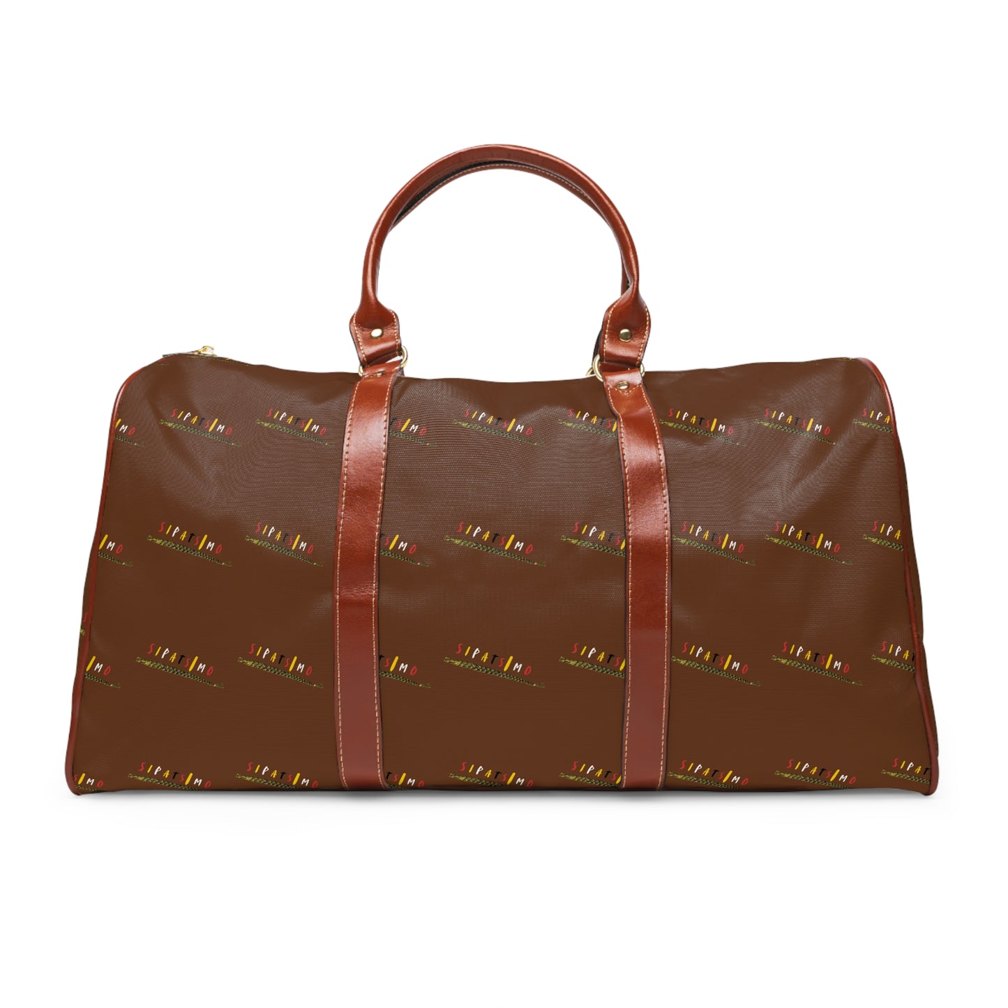 SIPATSIMO - Waterproof Travel Bag - Brown Monogram Duffle with SIPATSIMO Vertical Logo