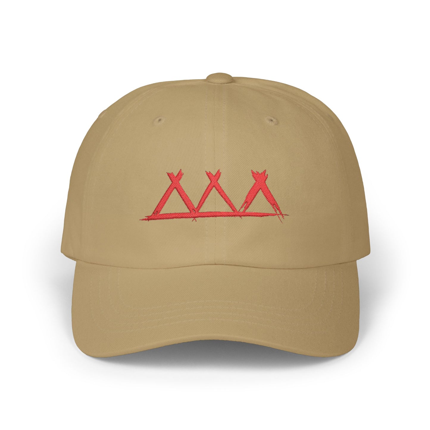 Dad Cap with Red Triple-Tipis Sketch Embroidery