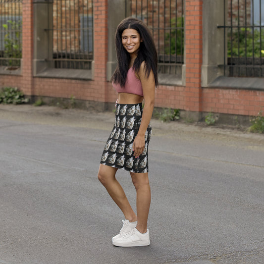 406 WholeSale - Howling Makoyi (Wolf) - Women's Mid-Waist Pencil Skirt (AOP)