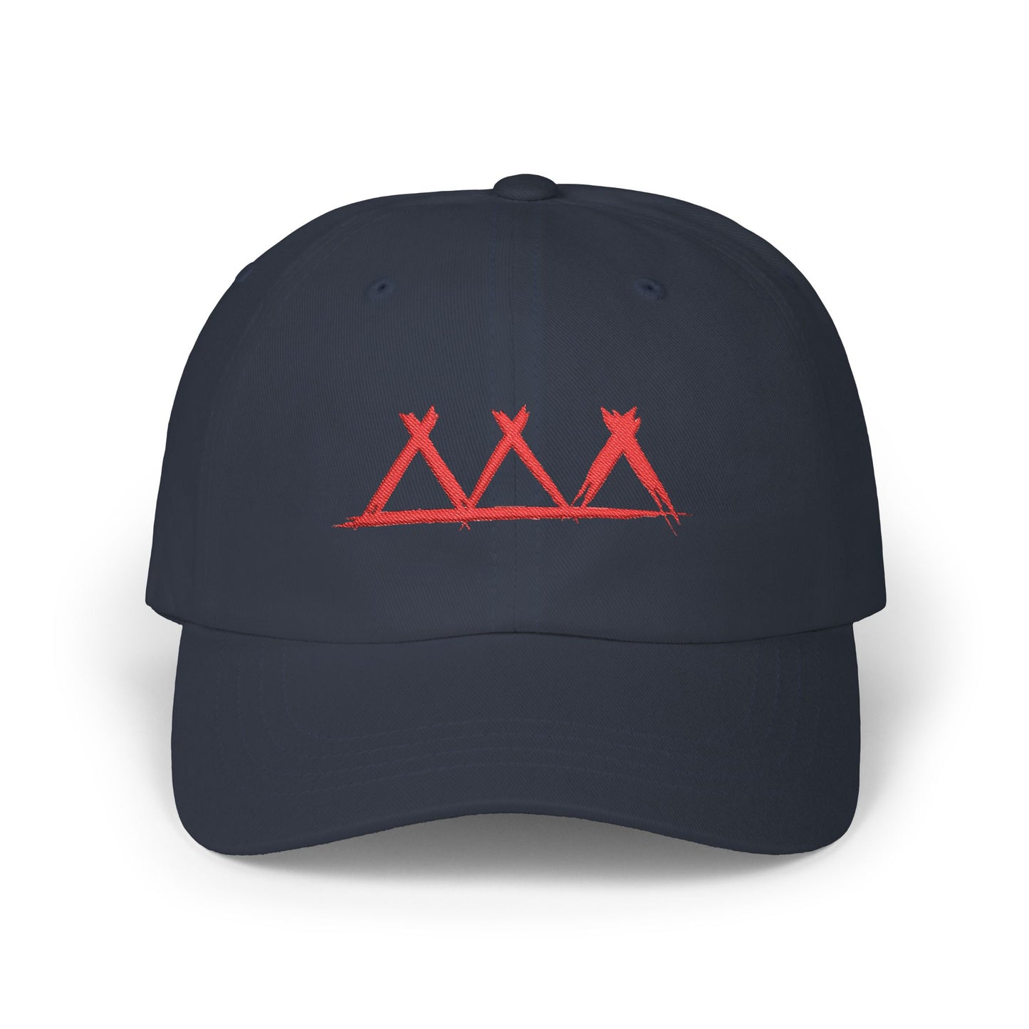 Dad Cap with Red Triple-Tipis Sketch Embroidery