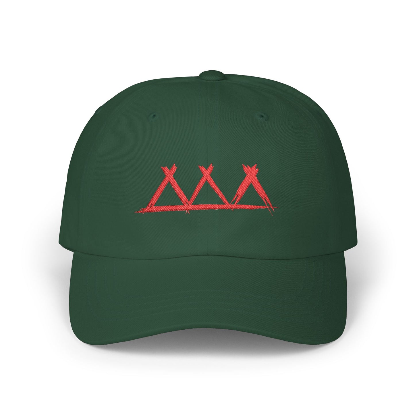 Dad Cap with Red Triple-Tipis Sketch Embroidery
