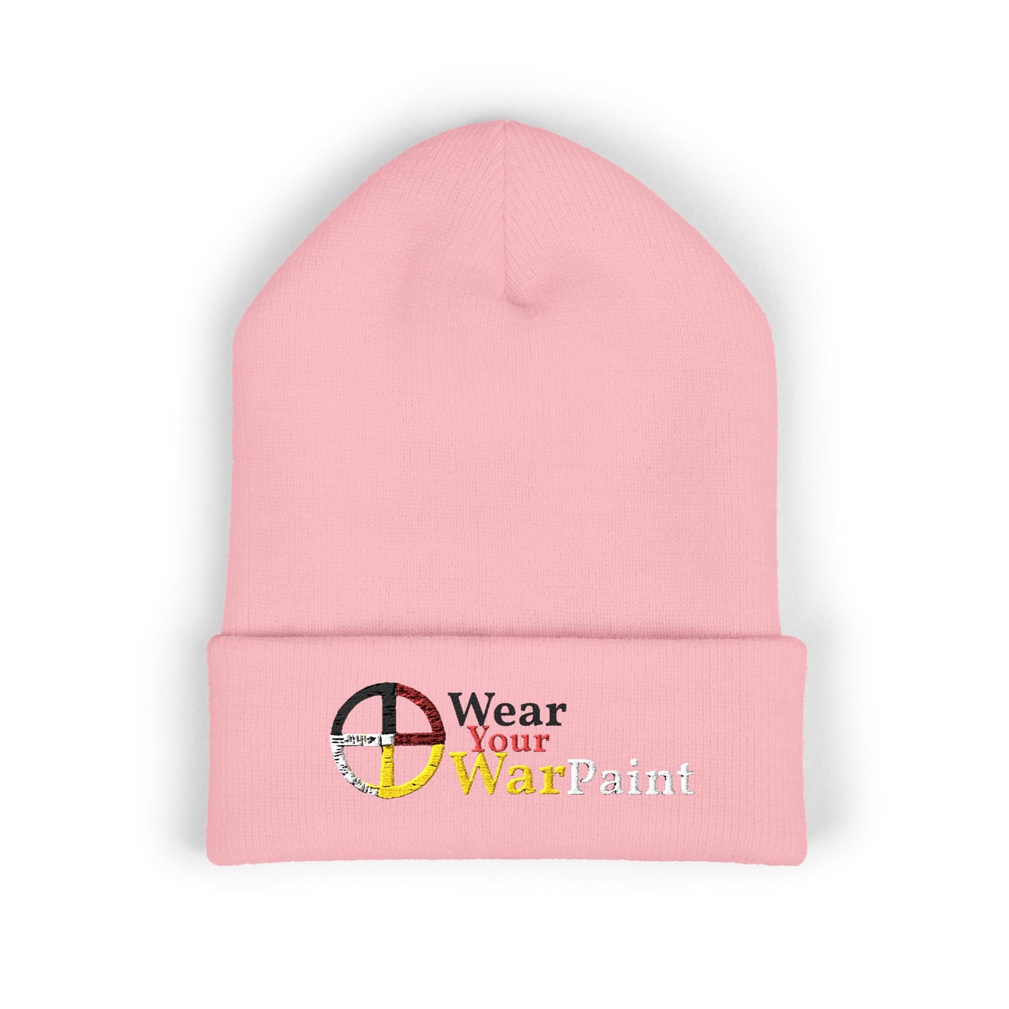406WholeSale - Wear Your WarPaint - EMBROIDERED Cuffed Beanie — Colorwheel "Wavy Town" Logo