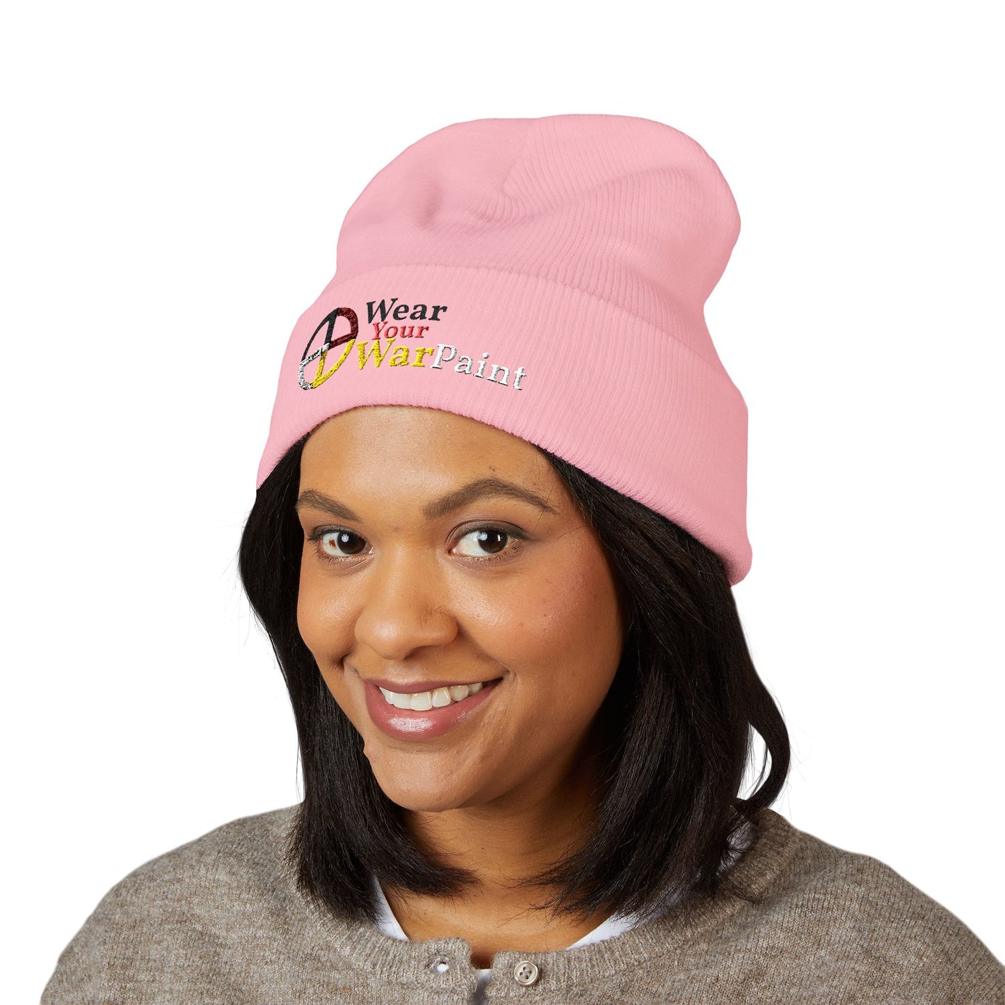 Wear Your WarPaint - Embroidered Cuffed Beanie — Colorwheel "Wavy Town" Logo
