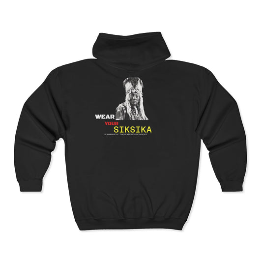Wear Your Siksika - Unisex Heavy Blend™ Full Zip Hooded Sweatshirt - Teague WestWolf GoodVoice (Blackfoot) Native American Indigenous Made in the USA