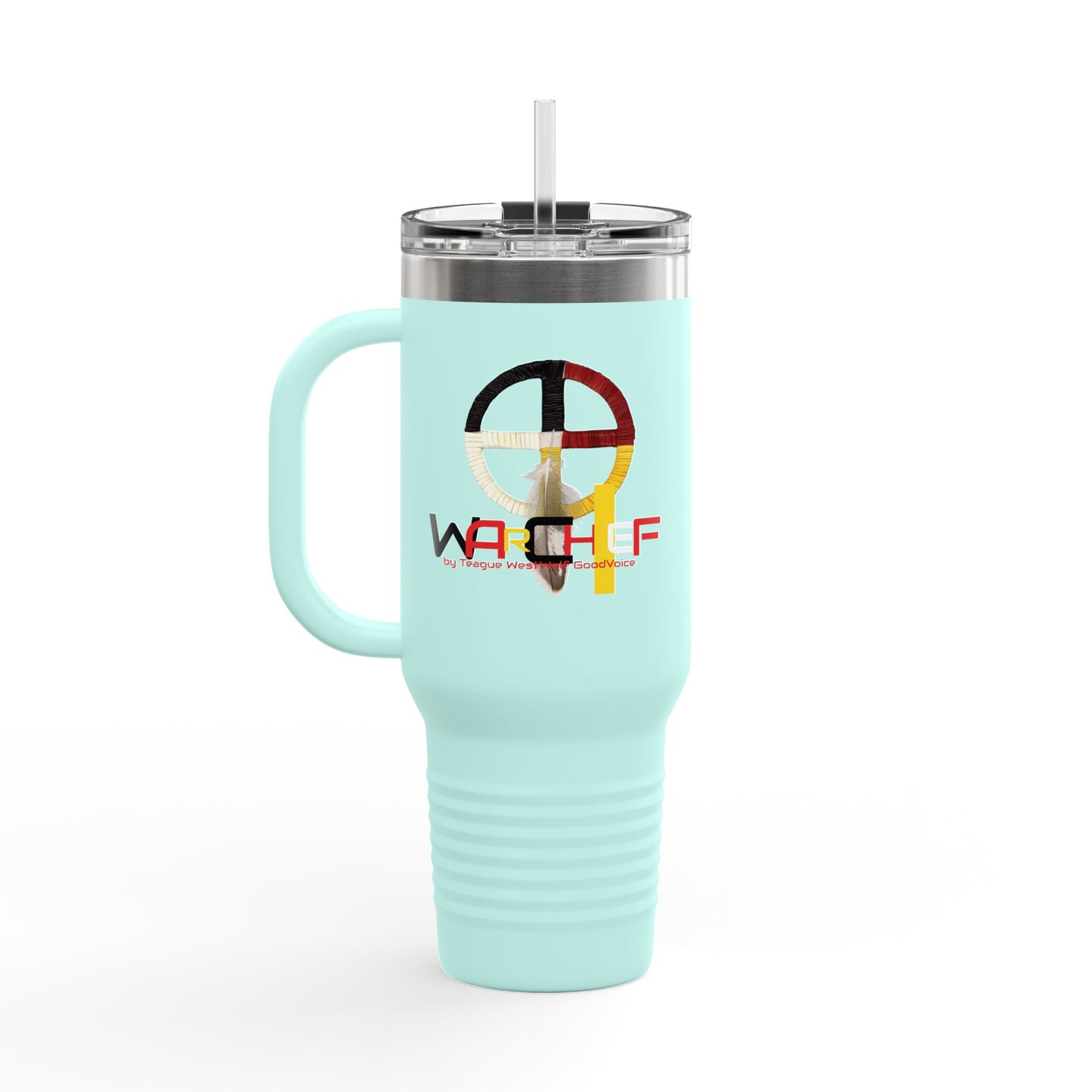 WarChief/WarPaint LLC Insulated Travel Mug, 40oz by Teague WestWolf GoodVoice (Blackfoot / Blackfeet Tribe - Browning, Montana) Native American Indigenous Made in the USA - Insulated Travel Mug, 40oz