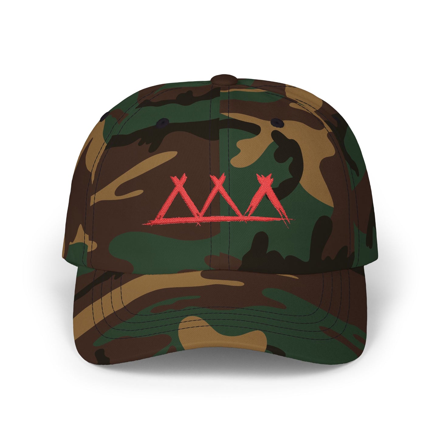 Dad Cap with Red Triple-Tipis Sketch Embroidery
