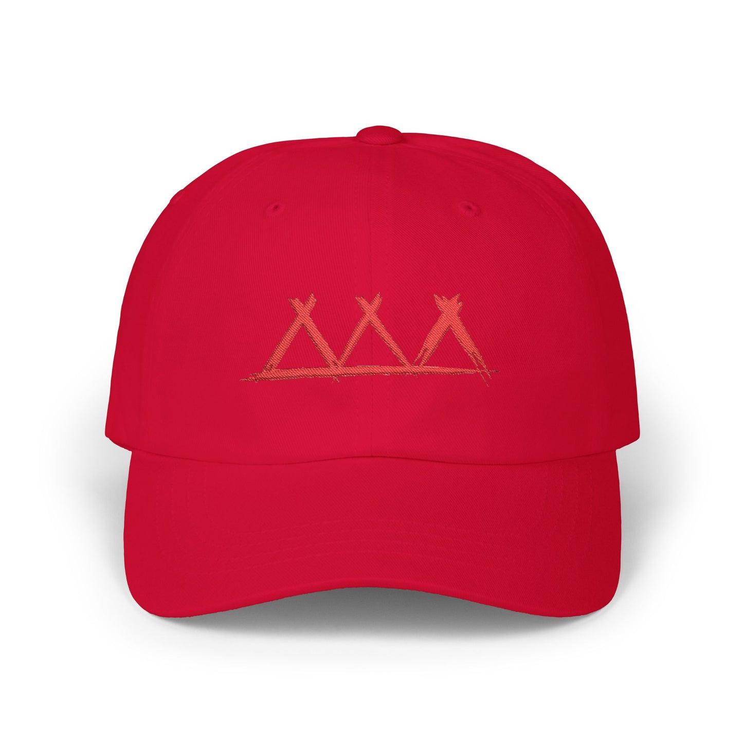 Dad Cap with Red Triple-Tipis Sketch Embroidery