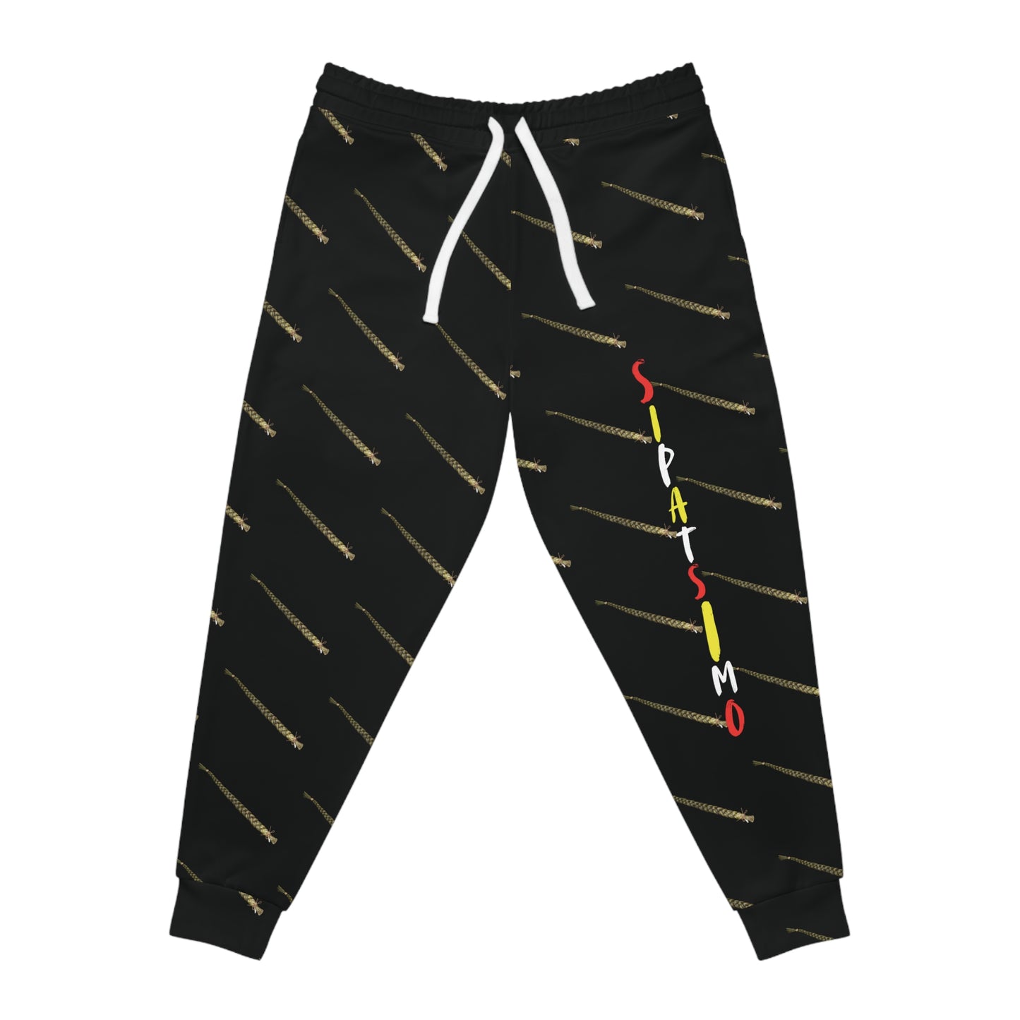 Jogger Pants with Sipatsimo “SweetGrass” (Blackfoot Language) Design by Teague WestWolf GoodVoice