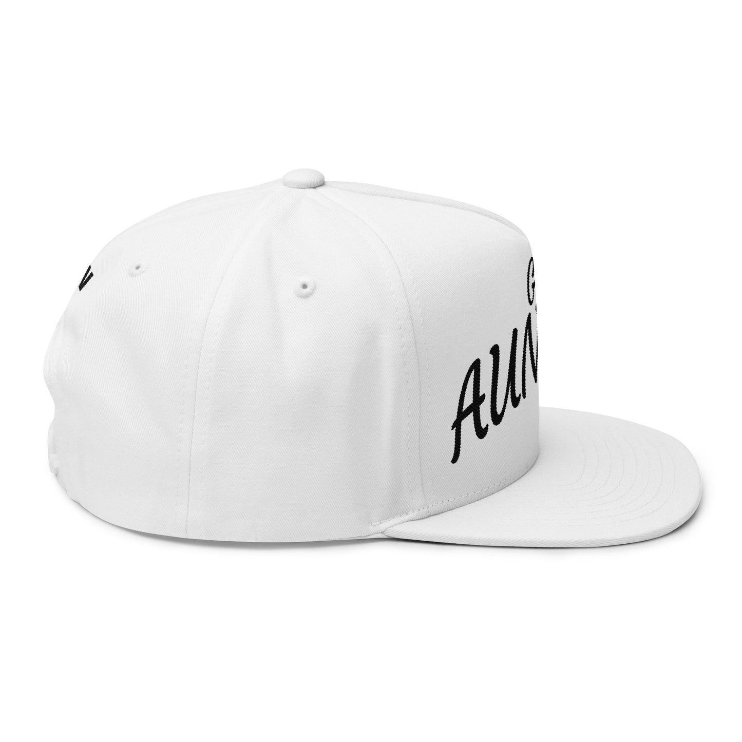 Flat Bill Cap — "Get Auntied" Embroidered Snapback Hat