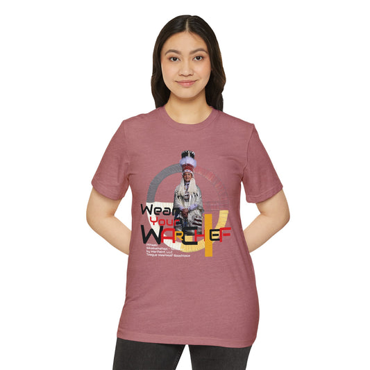 Wear Your WarChief - Piitaaki (Eagle Woman - Lily Gladstone) of the Siksikaitsitapi (Blackfoot Speaking Real People) - Unisex Recycled Organic T-Shirt