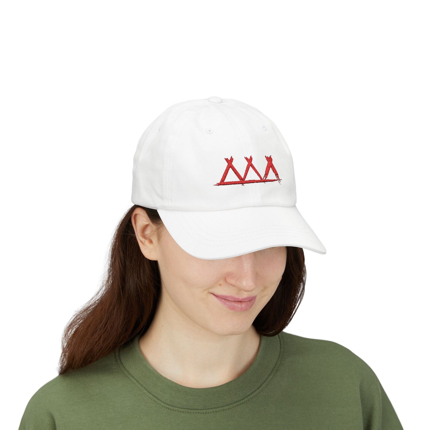 Dad Cap with Red Triple-Tipis Sketch Embroidery