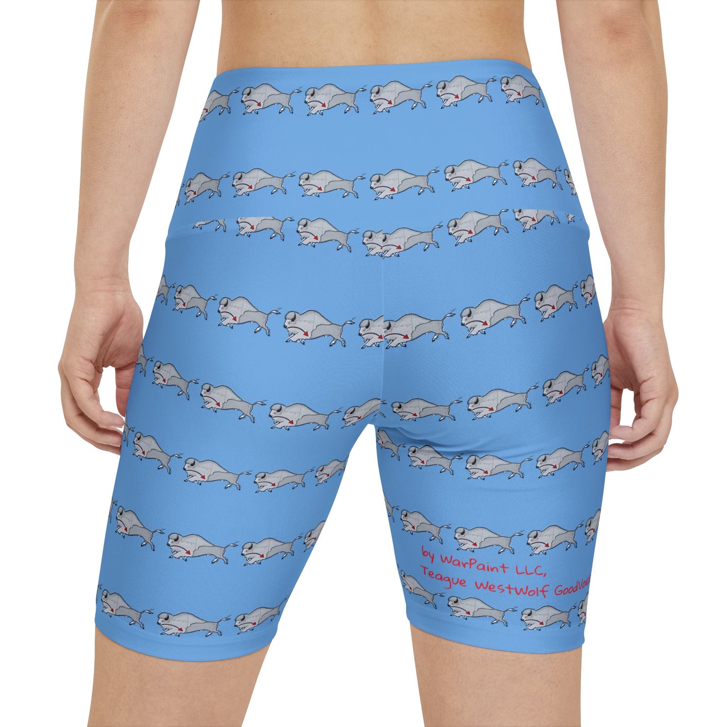 406WholeSale - Wear Your Iinii (Buffalo in Blackfoot Language) Workout Shorts for Women by Teague WestWolf GoodVoice
