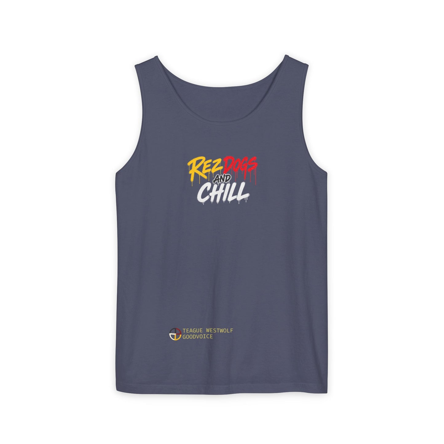 Tank Top — "Red Dogs and Chill" Retro Beach Vibe Sleeveless Tee