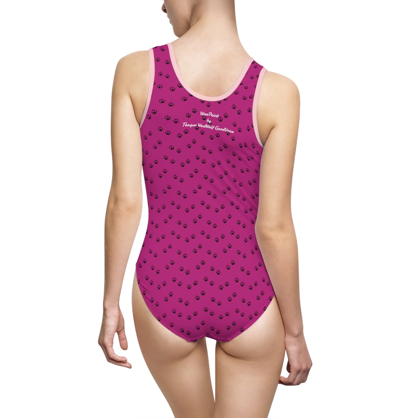 Wolf Paw Print Women's Classic One-Piece Swimsuit (AOP) by Teague WestWolf GoodVoice