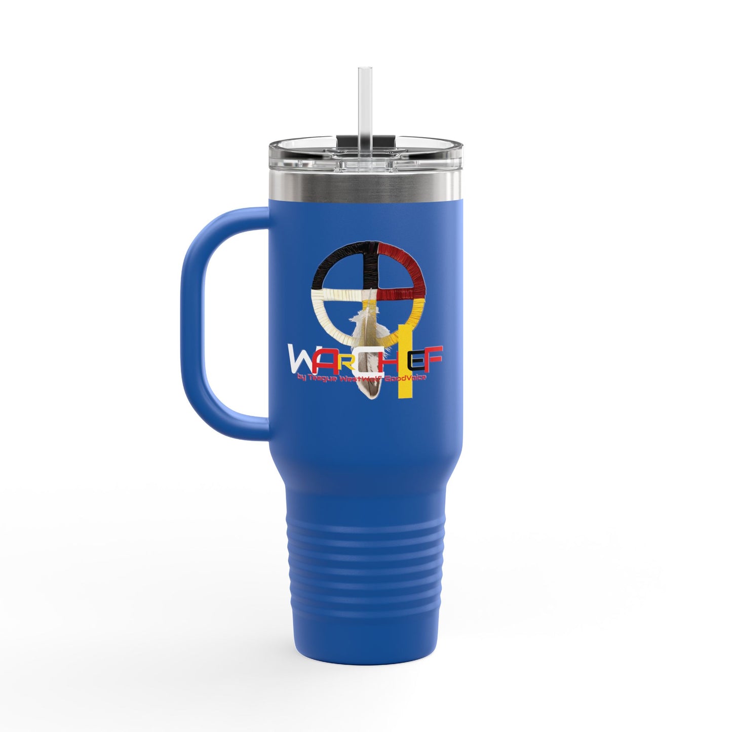 WarChief/WarPaint LLC Insulated Travel Mug, 40oz by Teague WestWolf GoodVoice (Blackfoot / Blackfeet Tribe - Browning, Montana) Native American Indigenous Made in the USA - Insulated Travel Mug, 40oz