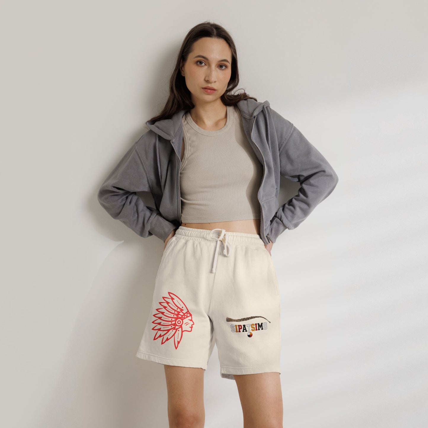 Retro 'SIPATSIMO' Graphic Lightweight Fleece Sweat Shorts