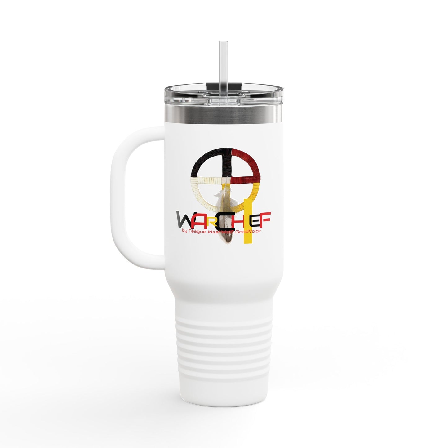 WarChief/WarPaint LLC Insulated Travel Mug, 40oz by Teague WestWolf GoodVoice (Blackfoot / Blackfeet Tribe - Browning, Montana) Native American Indigenous Made in the USA - Insulated Travel Mug, 40oz